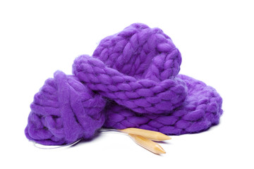 Huge yarn threads isolated on white background