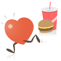 Heart Running Away From Junk Food