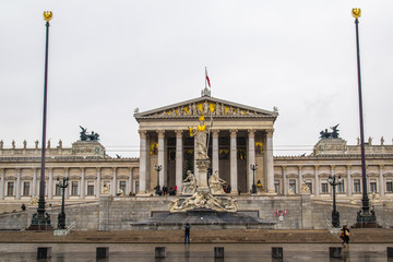 Naklejka premium Vienna, Austria December 31, 2013: Austrian Parliament Building