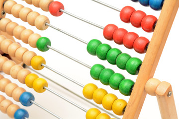 Traditional Vintage style Abacus closeup On white background