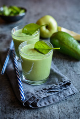 Healthy avocado, spinach and apple smoothie