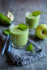 Healthy avocado, spinach and apple smoothie