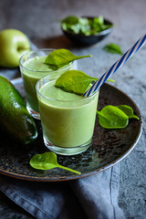 Healthy avocado, spinach and apple smoothie