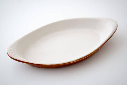 Isolated Empty Gratin Dish On White Background