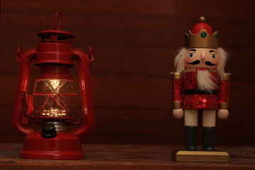 Red decorative lamp and the Nutcracker