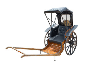 hand pulled rickshaw on white background with clipping path