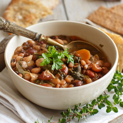 Cooked legumes and vegetables in a bowl
