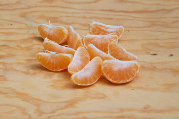 close-up pieces of peeled mandarin