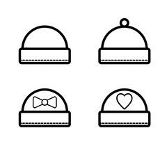 Hats. Baby icon on a white background, line design.