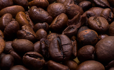 Roasted hot coffe beans