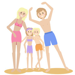 illustration of a cute family on vacation 