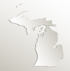 Michigan map card paper 3D natural vector