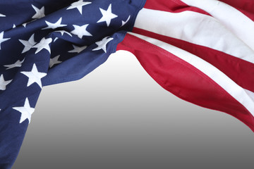 America flag on grey background. Copy space