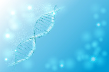 DNA sequence, DNA code structure with glow. Science concept background. Nano technology. Vector illustration, blue background with space for text - 182897036