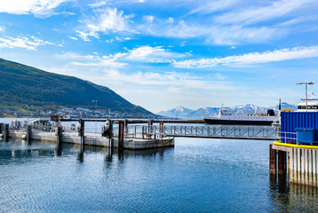 Beautiful harbour view in Tromso town, Norway, Scandinavia