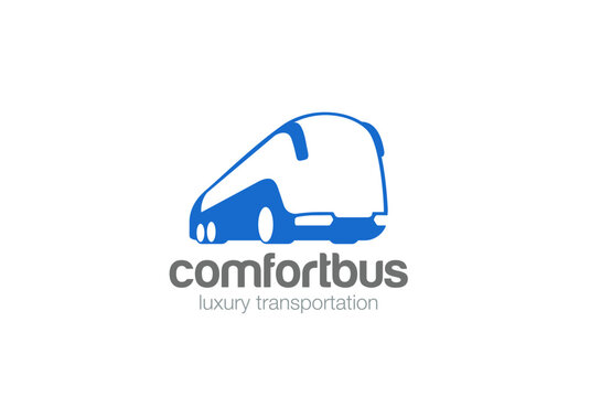 Bus passengers transportation vehicle Logo vector negative space