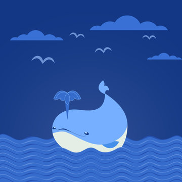 Cute cartoon whale icon