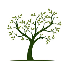Shape of Green Tree with Leaves. Vector Illustration.