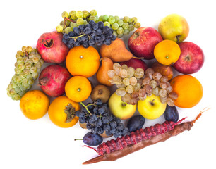 Fresh fruits isolated on a white background