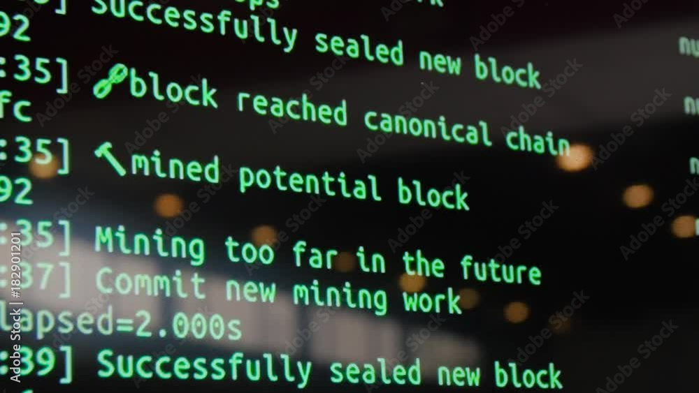 Aufkleber screen with software developer code. screen with crypto code, green digitals. code bitcoin on the mo