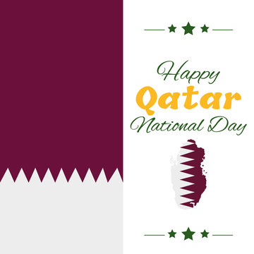 18 December.Qatar National Day card in national flag color theme.