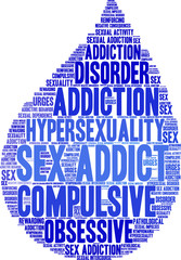 Sex Addict Word Cloud on a white background. 