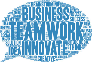 Teamwork Word Cloud on a white background. 