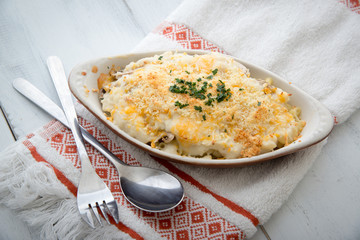 gratin with mushroom and parsley