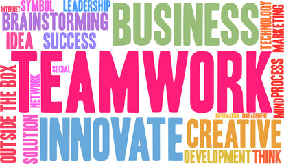 Teamwork Word Cloud on a white background. 
