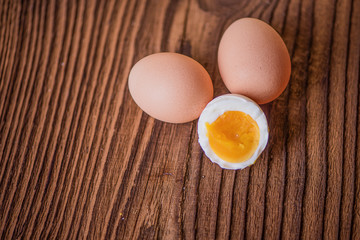 eggs on old wood background