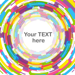 Cover book colored template trendy rounded corner banner. Dynamic colorful circle background mock up. Vector magazine poster illustration summer backdrop. Abstract speed gear wheel paint splash mockup