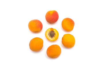 Fruit apricot isolated on white background. Useful healthy food with vitamins after exercising. Diet, weight loss. Sport. Flat lay, top view