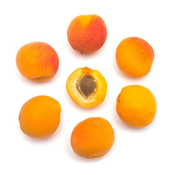 Fruit apricot isolated on white background. Useful healthy food with vitamins after exercising. Diet, weight loss. Sport. Flat lay, top view