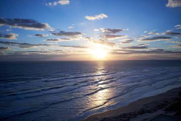 Tropical sunset over a tranquil beach in Florida