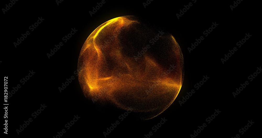 Poster abstract sphere, consisting of points. futuristic technology space style. array with dynamic particl