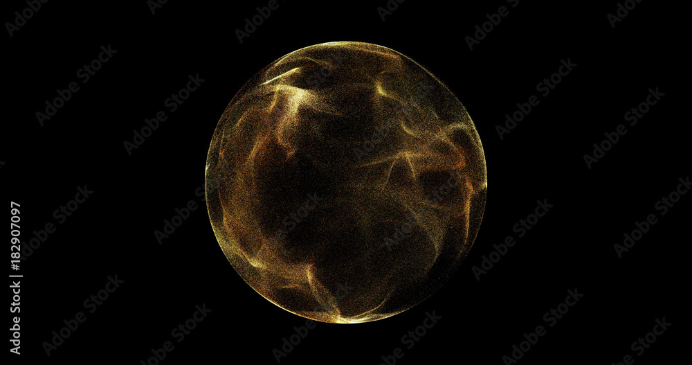 Poster abstract sphere, consisting of points. futuristic technology space style. array with dynamic particl