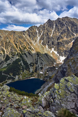 Fototapeta na wymiar Rocky peaks and glacial lakes in the Tatras in Poland.