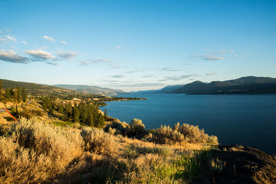 Okanagan Valley Sunset And People Enjoying The Sunset