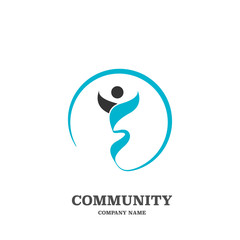 Happy fun people, healthy life logo, icon design