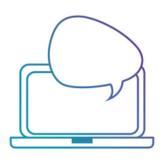 laptop computer with speech bubble vector illustration design