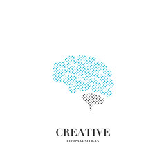 Abstract brain, creative mind logo vector design template