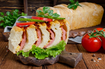 Bread pizza with sausage and cheese