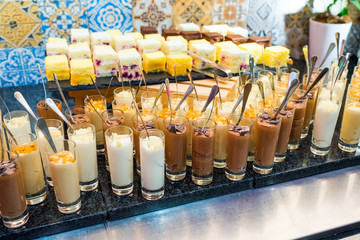 sweet soft desserts on a buffet table