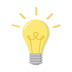 Light bulb with rays shine. Energy and idea symbol. Decoration for greeting cards, patches, prints for clothes, badges, posters, banners, etc. Illustration.