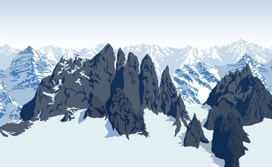 vector Himalaya alps mountains background
