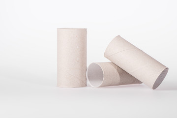 empty toilet roll on a white background