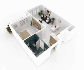 furnished home apartment 3d illustration