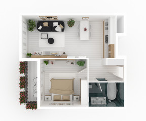 furnished home apartment 3d illustration