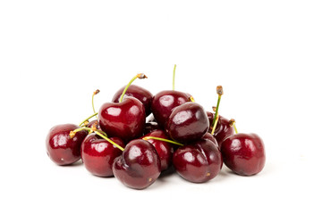 Red cherries fruit on white background