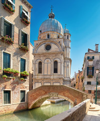 Fototapeta na wymiar Santa Maria dei Miracoli church in a summer day in Venice, Italy